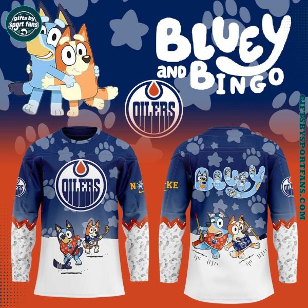 Edmonton Oilers Blue and Bin 2025 Hockey Jersey