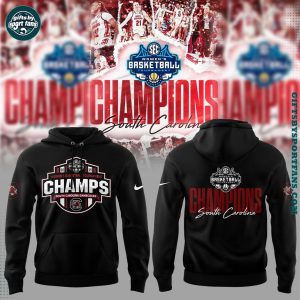 Black South Carolina Women Basketball 2025 SEC Conference Tournament Champions Locker Room Hoodie