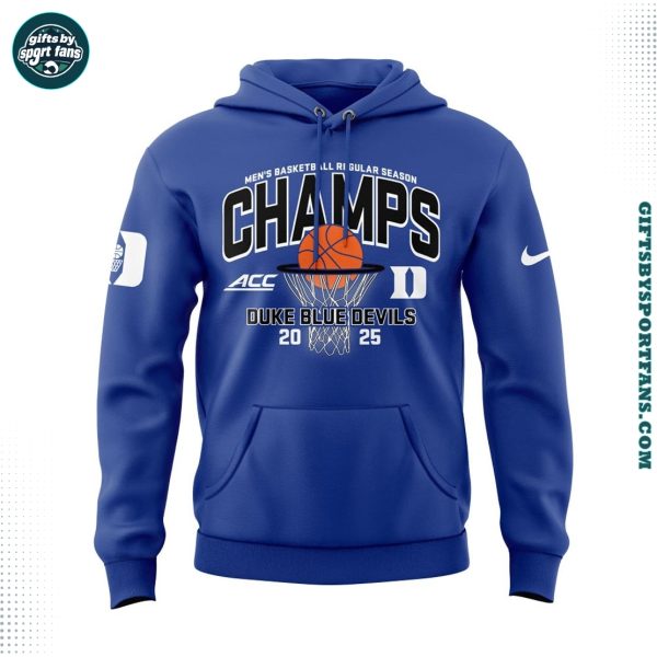 Duke Men Basketball Blue Devils Blue 2025 ACC Regular Season Champions Hoodie