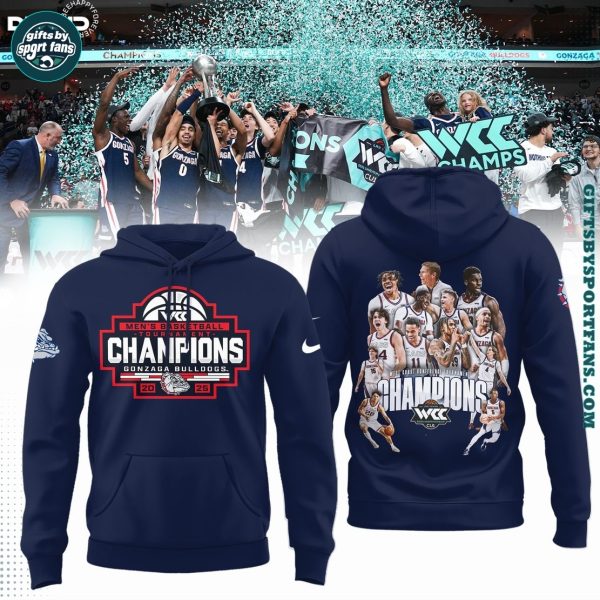 Gonzaga Bulldogs 2025 WCC Tournament Champions Hoodie