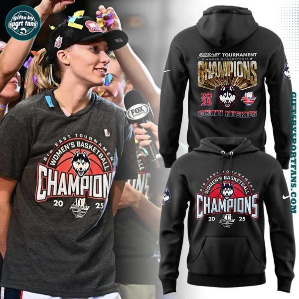 UConn Women Basketball Big East Champions 2025 For Fans Black Hoodie