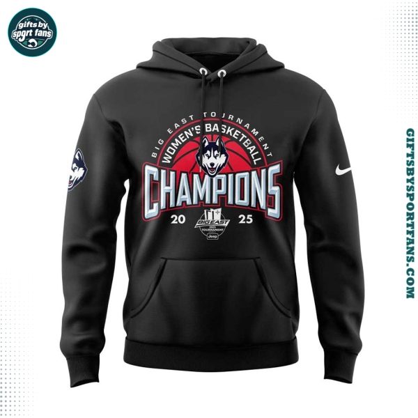 UConn Women Basketball Big East Champions 2025 For Fans Black Hoodie